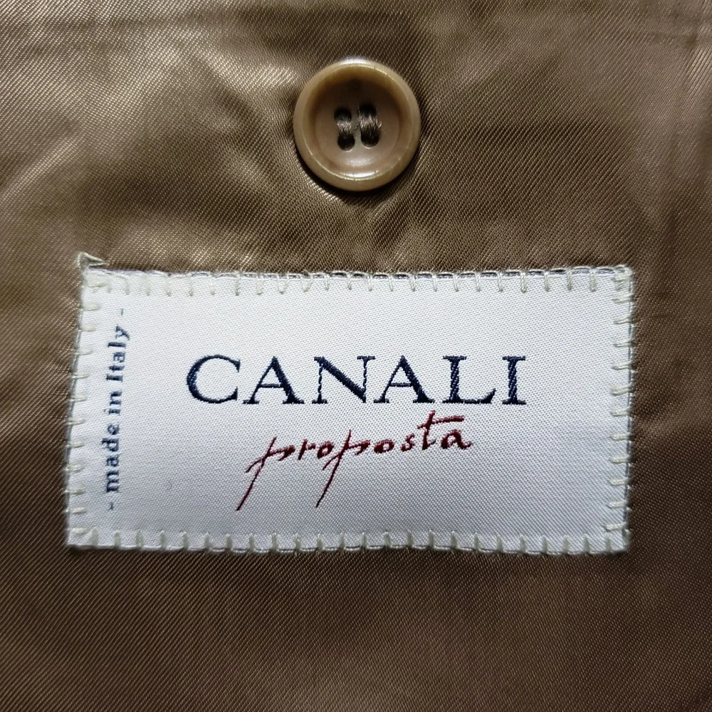 Canali Silk Wool Blazer 44R Tan Italy Suit Jacket